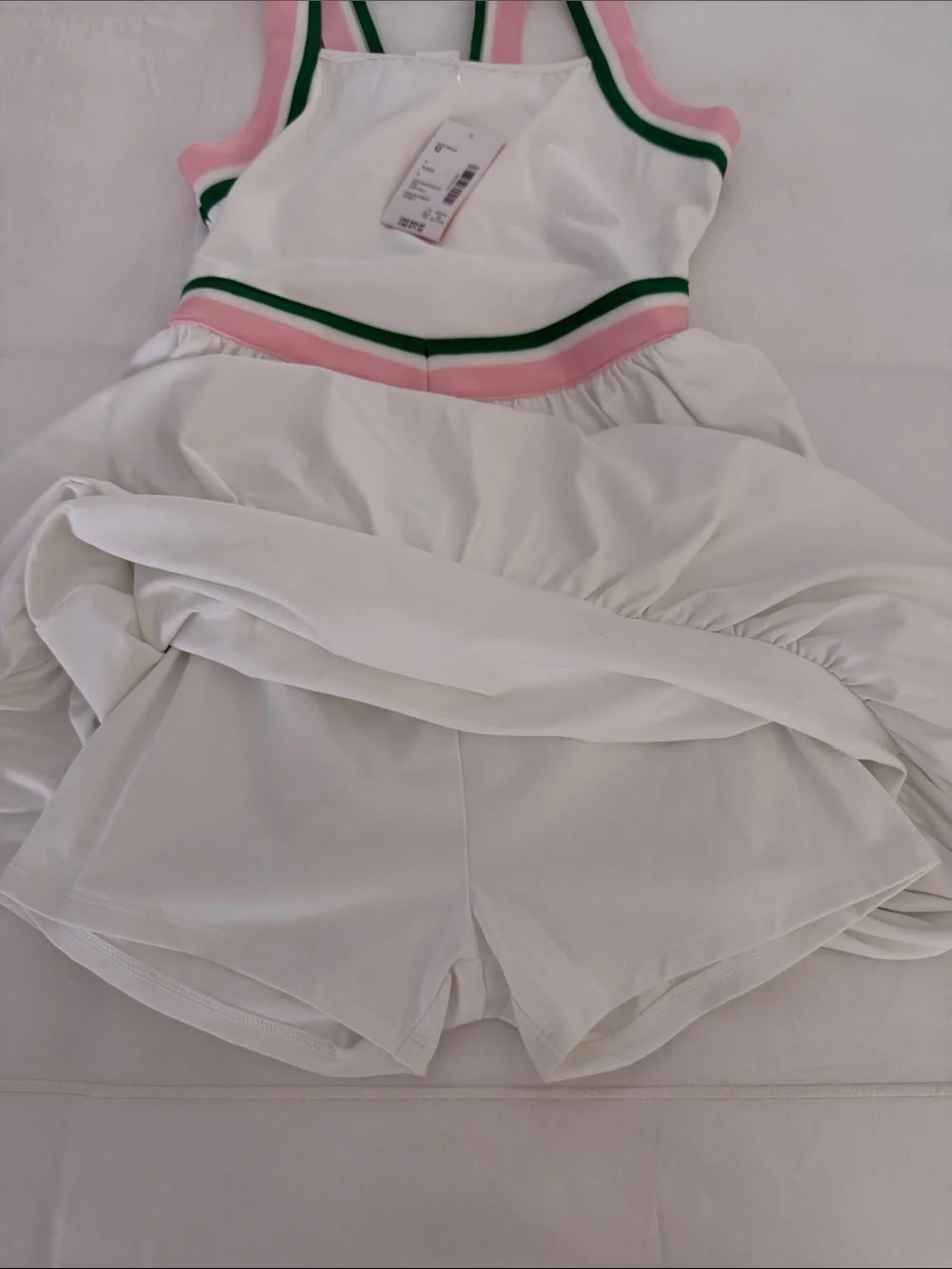 Gymboree White Athletic Dress with Pink and Green Trim